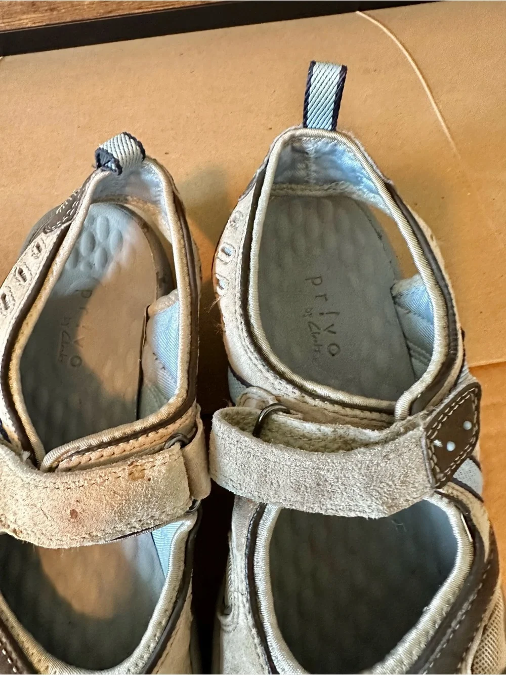 Privo Women’s Mary Jane US7 Comfort Cushioned Sandals Hook & Loop Beige